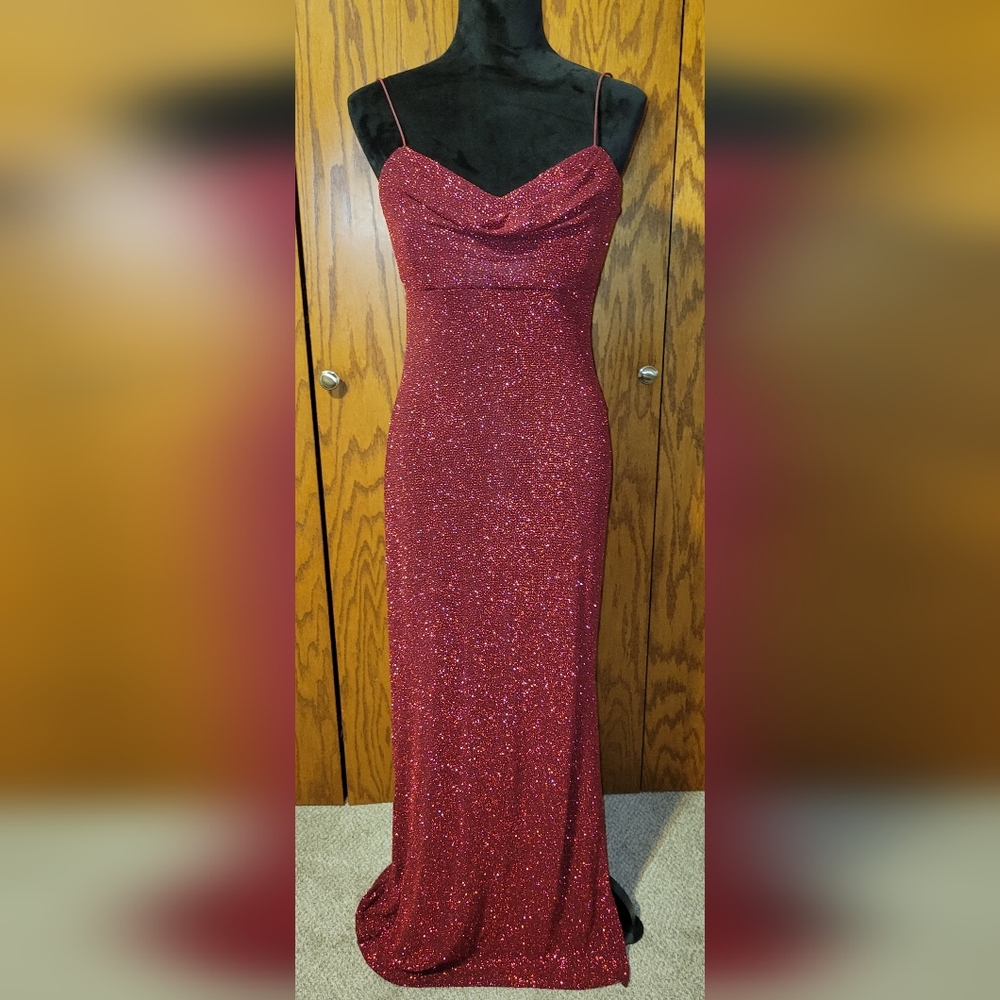 Water Signs red homecoming dress